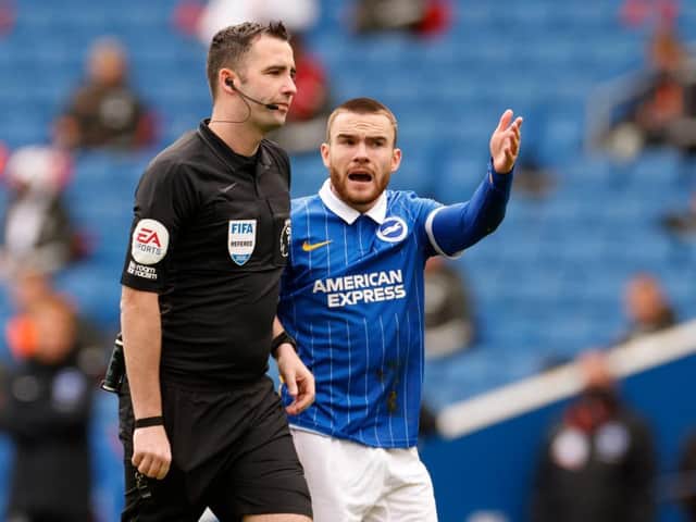 Brighton striker Aaron Connolly was furious when the penalty decision was reversed
