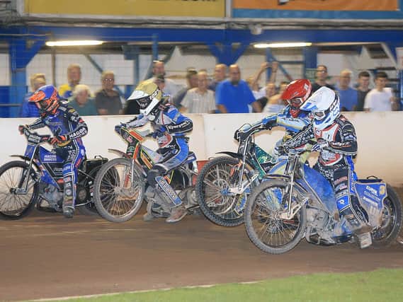 Eastbourne Eagles in competitive action in August last year - now hopes of getting speedway on at Arlington this year have been dashed / Picture: Mike Hinves