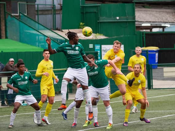 Chichester City, in yellow, in action at Whyteleafe / Picture: Neil Holmes