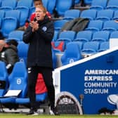 Brighton and Hove Albion head coach Graham Potter will hope for better fortunes this time around against Manchester United