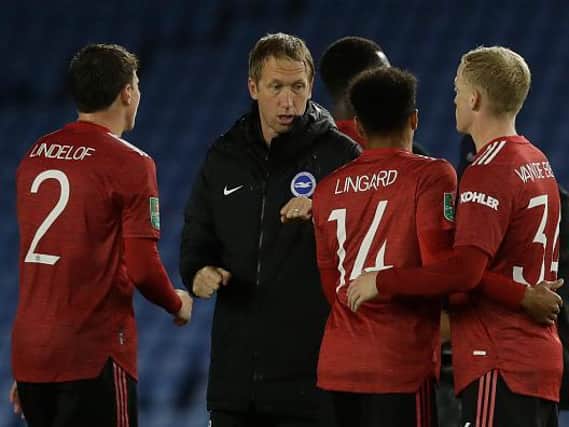 Brighton and Hove Albion head coach Graham Potter suffered his second loss to United in five days