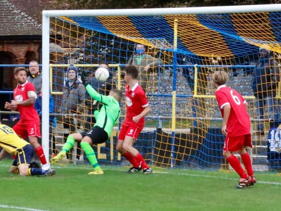 A goal - one of six - for Eastbourne Town versus Hassocks / Picture: Joe Knight