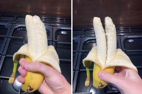 Tom Symes was dumbfounded to discover the banana's hidden secret