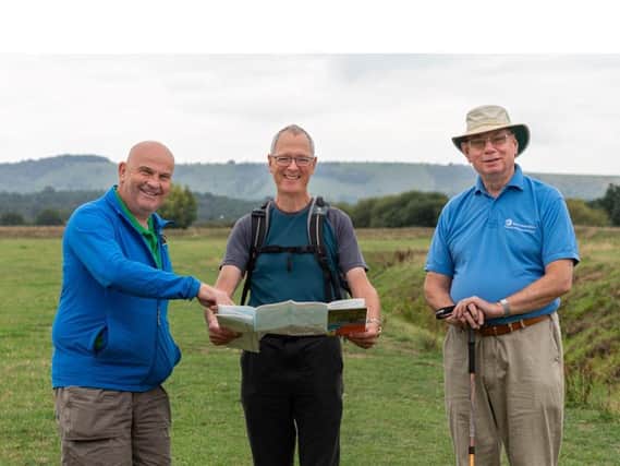 PIC (L to R) Mick Heywood and Ian Lancaster (Strolls and Walks Coordinators) with David Sawyer, preparing for the programme to restart.