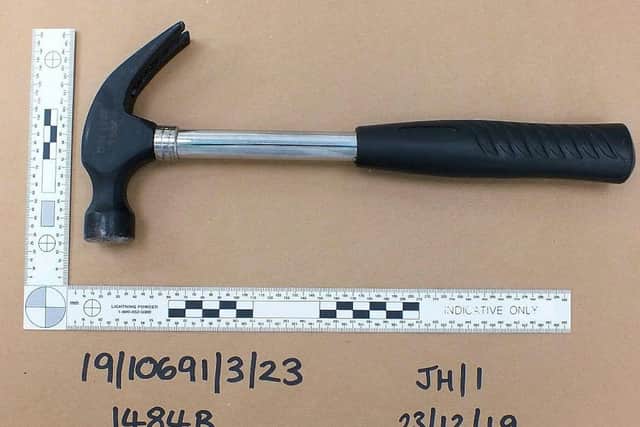 A claw hammer recovered by police. Picture: Sussex Police