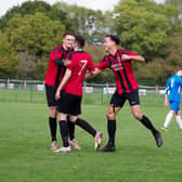 Celebrating Sam Bull's goal. Picture by Iain Gibson