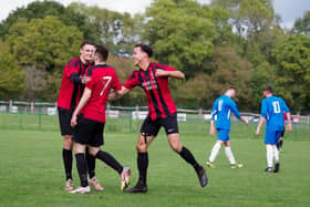 Celebrating Sam Bull's goal. Picture by Iain Gibson