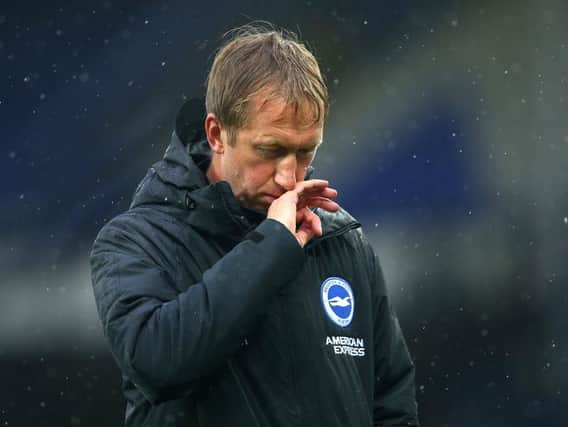 Brighton and Hove Albion head coach Graham Potter ponders defeat at Everton