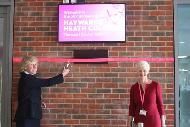 Susan Pyper, Her Majestys Lord-Lieutenant of West Sussex (left) officially opens Haywards Heath College with Shelagh Legrave OBE, chief executive of the CCG. Picture: Chichester College Group