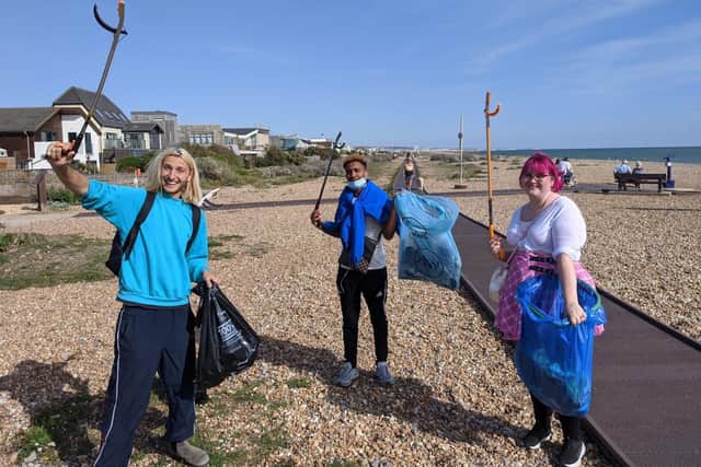Esteem volunteers helping to clear litter from Shoreham Beach