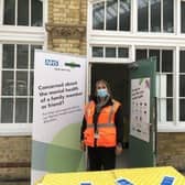 Station manager, Kate Richards, setting up the new mental health hub at Eastbourne station SUS-200910-111226001