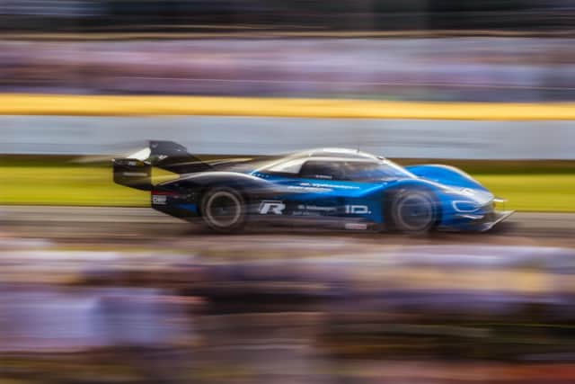Goodwood Festival of Speed
4th -7th July 2019
Goodwood, England.
Photo: Drew Gibson Romain Dumas driving Volkswagen ID. R on the Goodwood FOS hillclimb