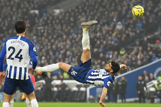 Alireza Jahanbakhsh scores his spectacular overhead kick against Chelsea