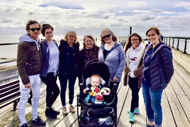 The family, from left, Patrick Brennan, Verity Brennan, Kim Brennan, Eileen Brennan, Kate Brennan, Lucy Brennan, Louise Hardy and baby Fearne Hardy, managed to complete their walk befor the Rule of Six came into place