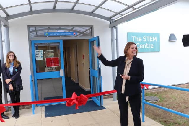Chichester MP Gillian Keegan officially opened the new STEM Centre and Southgate Pitch at Bourne Community College