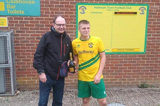 Man of the Match chosen by Match Sponsor Steve Thomas; Rhys Taylor (Sponsored by Linden Lodge Kennels)