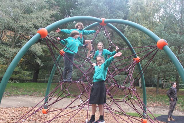 Kingslea pupils enjoy the new equipment in Horsham Park