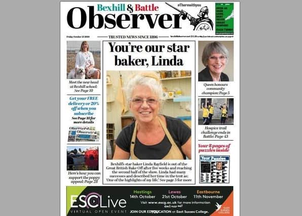 Today's front page of the Bexhill & Battle Observer SUS-201022-134030001