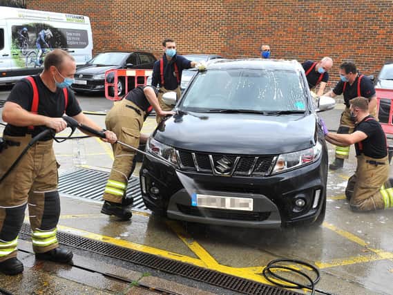 Petworth fire station charity car wash. Pic Steve Robards SR2010193