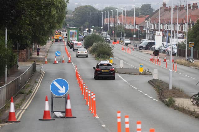 The Broadwater Road cycle lane during construction