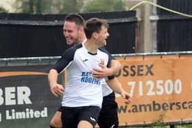 Pagham celebrate taking the lead / Picture by Roger Smith