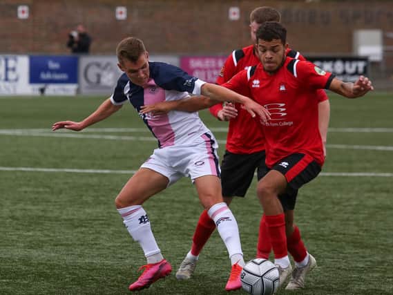 Action from Eastbourne Borough's win over Dulwich Hamlet / Picture: Andy Pelling