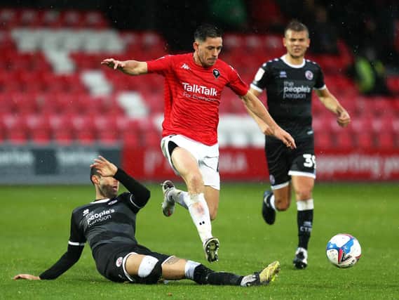 Crawley get stuck in at Salford / Picture: Getty