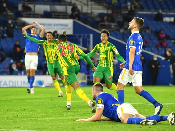Brighton were unable to build on their lead and West Brom fought their way back into the contest, with a late Karlan Grant strike earning the visitors a point. (Photo by Glyn Kirk - Pool/Getty Images)