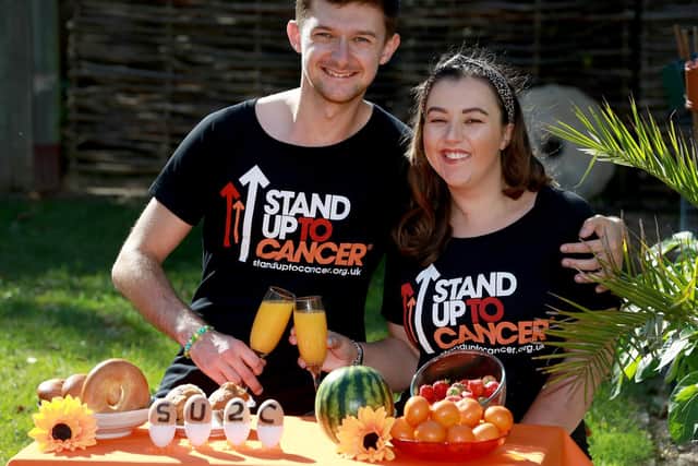 Sophie and Liam are rustling up some cash for life-saving research by
taking part in Sunday Brunch for Stand Up To Cancer. su2c.org.uk/brunch
