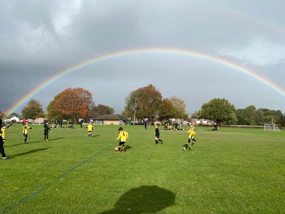 A rainbow over the Wasps youth action at Ewhurst playing fields