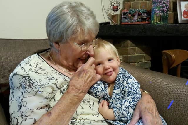 Grace Farestvedt with her great-granddaughter Ada