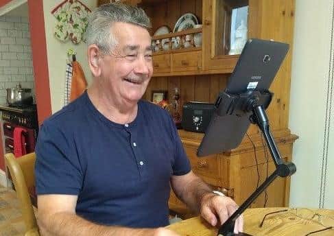 David Tutt was given an adaptive tablet by Blind Veterans UK