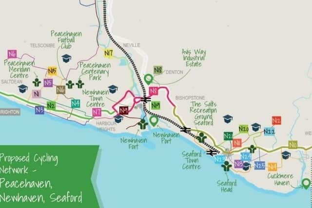 Proposed cycling network in Newhaven, Peacehaven and Seaford