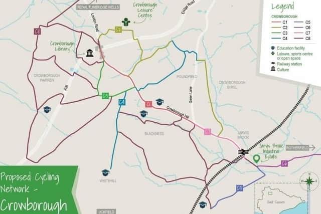 Proposed cycling network in Crowborough
