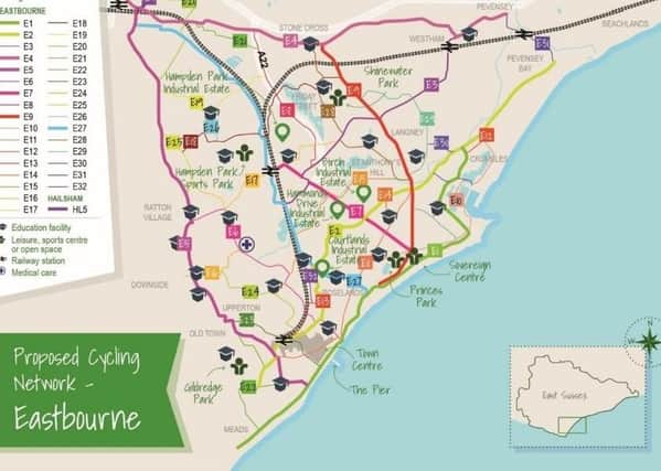 Proposed Eastbourne cycle network route map