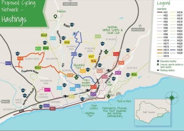 Proposed Hastings cycle network routes