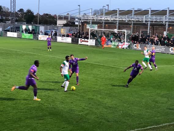 Bognor on the attack against Tooting and Mitcham / Picture: Martin Denyer
