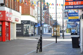 Worthing town centre in March during the previous lockdown