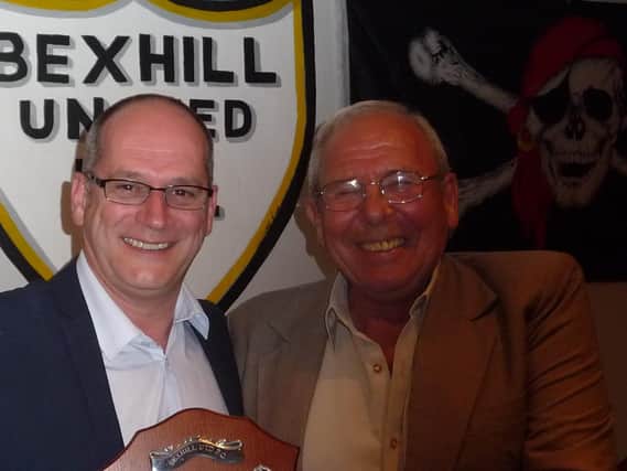 Current chairman Graham Cox with the late Bill Harrison