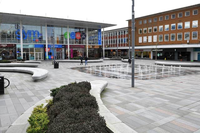 Street food market in Queens Square, Crawley cancelled. Crawley town centre very quiet due to corona virus. Pics Steve Robards SR2003201 SUS-200322-171327001