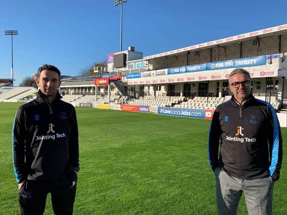 James Kirtley (left) and Ian Salisbury (right) at The 1st Central County Ground - Picture courtesy of Sussex Cricket