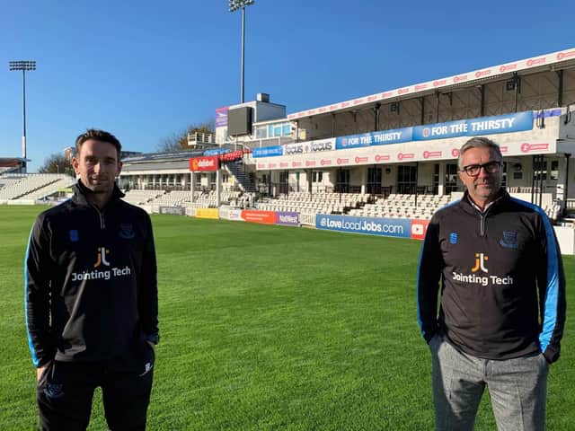 James Kirtley (left) and Ian Salisbury (right) at The 1st Central County Ground - Picture courtesy of Sussex Cricket