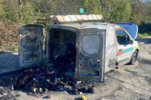 Van catches fire on A23