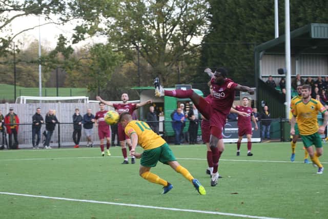 Chris Smith gives Horsham the lead at Welwyn Garden City / Picture: John Lines