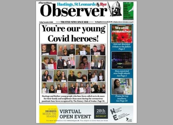 Today's front page of the Hastings & Rye Observer SUS-200511-133533001