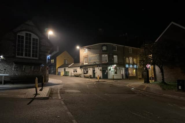 The streets were empty in Lewes last night as people stayed at home. Photo: ESFRS/Twitter