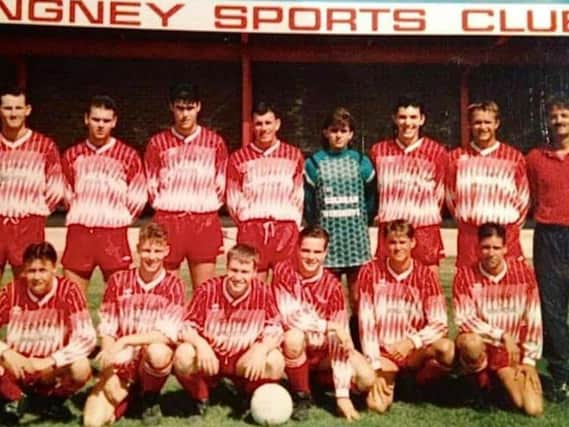 Langney Sports under-18s in 1991 - Karl is front centre, with the ball by his knee
