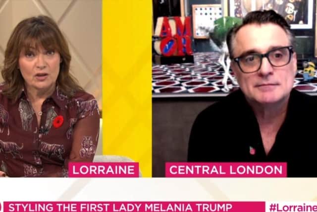 Lino Carbosiero spoke to Lorraine Kelly about his experience styling Melania's hair. Photo: ITV