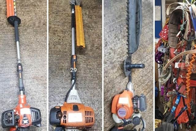More than 50 stolen tools and machines were recovered after police executed a warrant in Wealden. Picture: Sussex Police