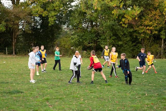 Young players enjoy the action at Barns Green RFC